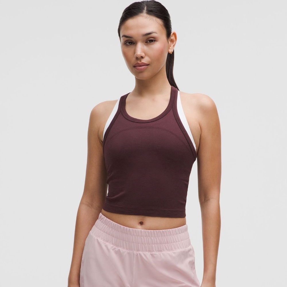Swiftly Tech Cropped Racerback Tank Top *Goodnight plum
